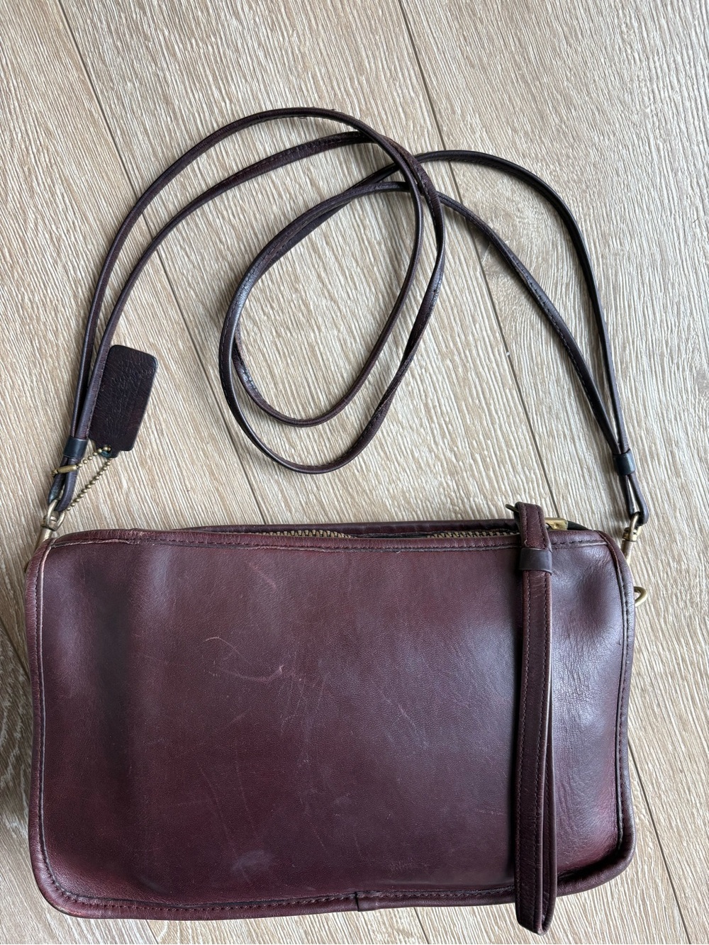 Vintage Coach Rare NYC Burgundy Zippered Clutch